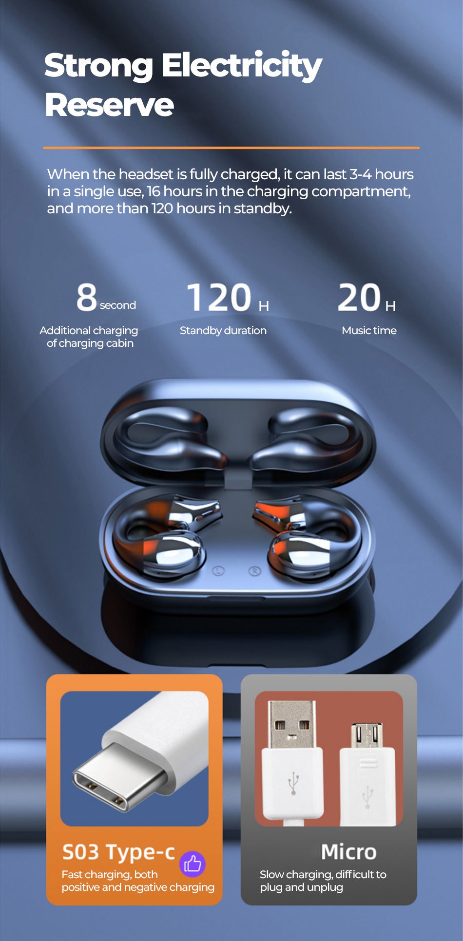 tws wireless5 3 wireless earphone clip earphone sports earphone waterproof stereo high fidelity stereo music on phone with microphone for noise reduction display details 3