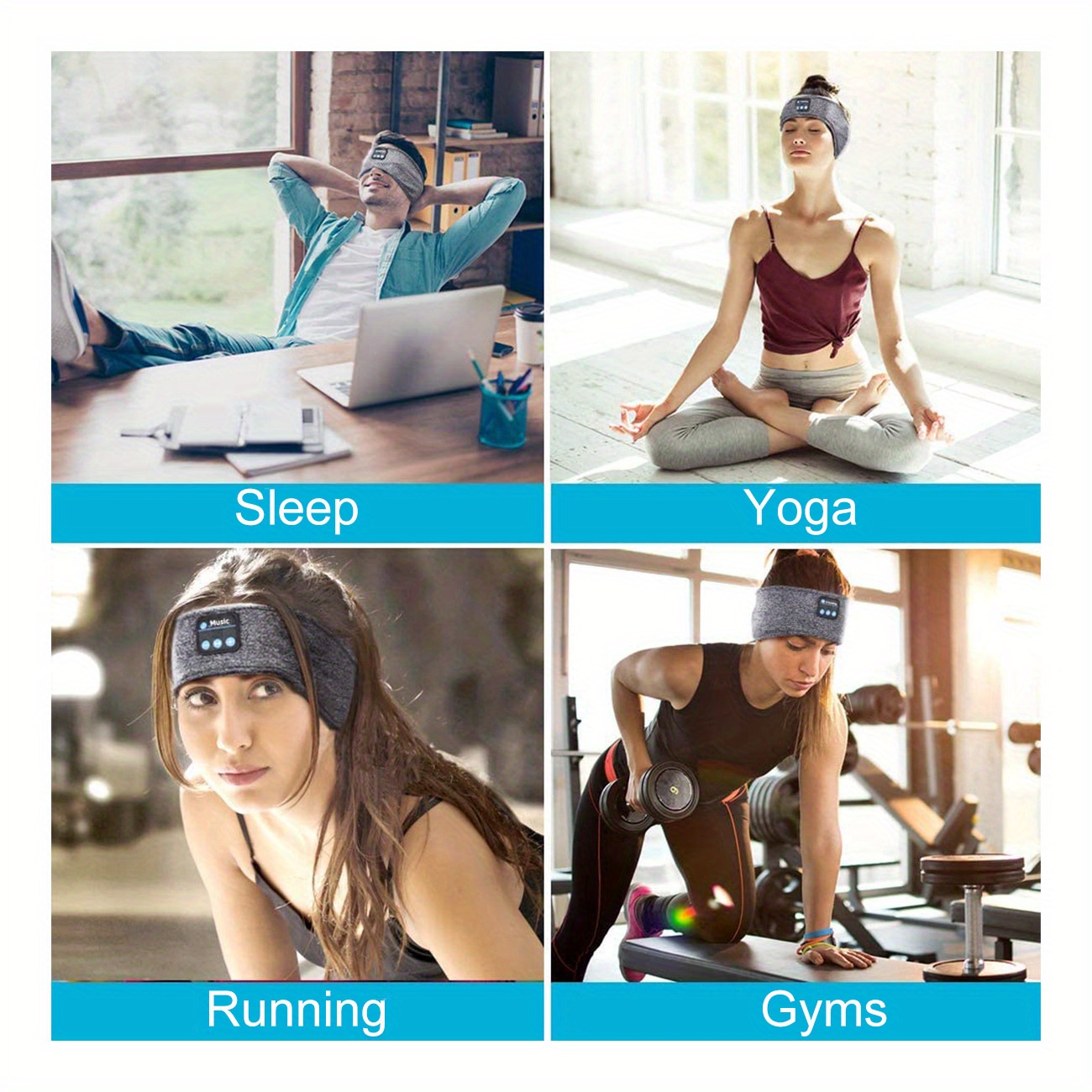 bt 5.2 headband, sleep headphones 5 2 headband sports wireless earphones sweat resistant earbuds sleeping headphone with ultra thin hd stereo speaker for workout running cool gadgets unique gifts details 6