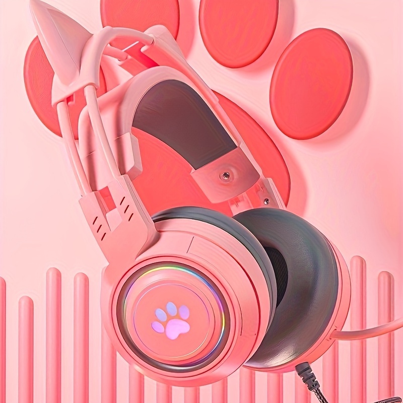 1 pair cat ears for headphones headphone accessories gamer headphones cat ears replacement for razer hyperx logitech astro gaming headset silicone adjustable straps attachment accessories for girl best gifts for boyfriend christmas gift earphone details 1