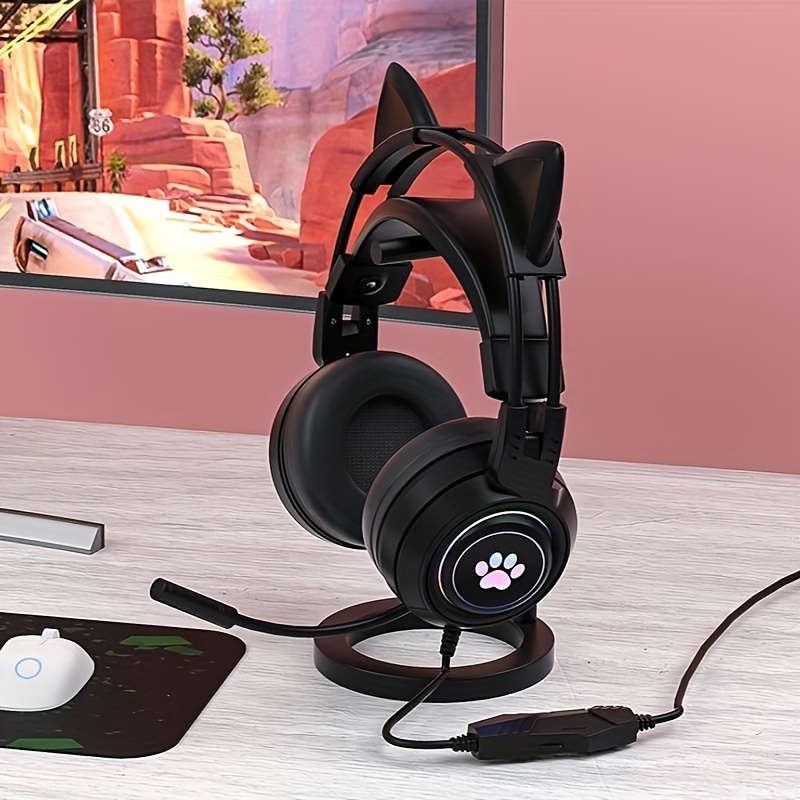 1 pair cat ears for headphones headphone accessories gamer headphones cat ears replacement for razer hyperx logitech astro gaming headset silicone adjustable straps attachment accessories for girl best gifts for boyfriend christmas gift earphone details 2