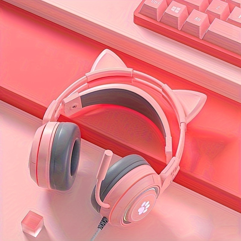 1 pair cat ears for headphones headphone accessories gamer headphones cat ears replacement for razer hyperx logitech astro gaming headset silicone adjustable straps attachment accessories for girl best gifts for boyfriend christmas gift earphone details 5