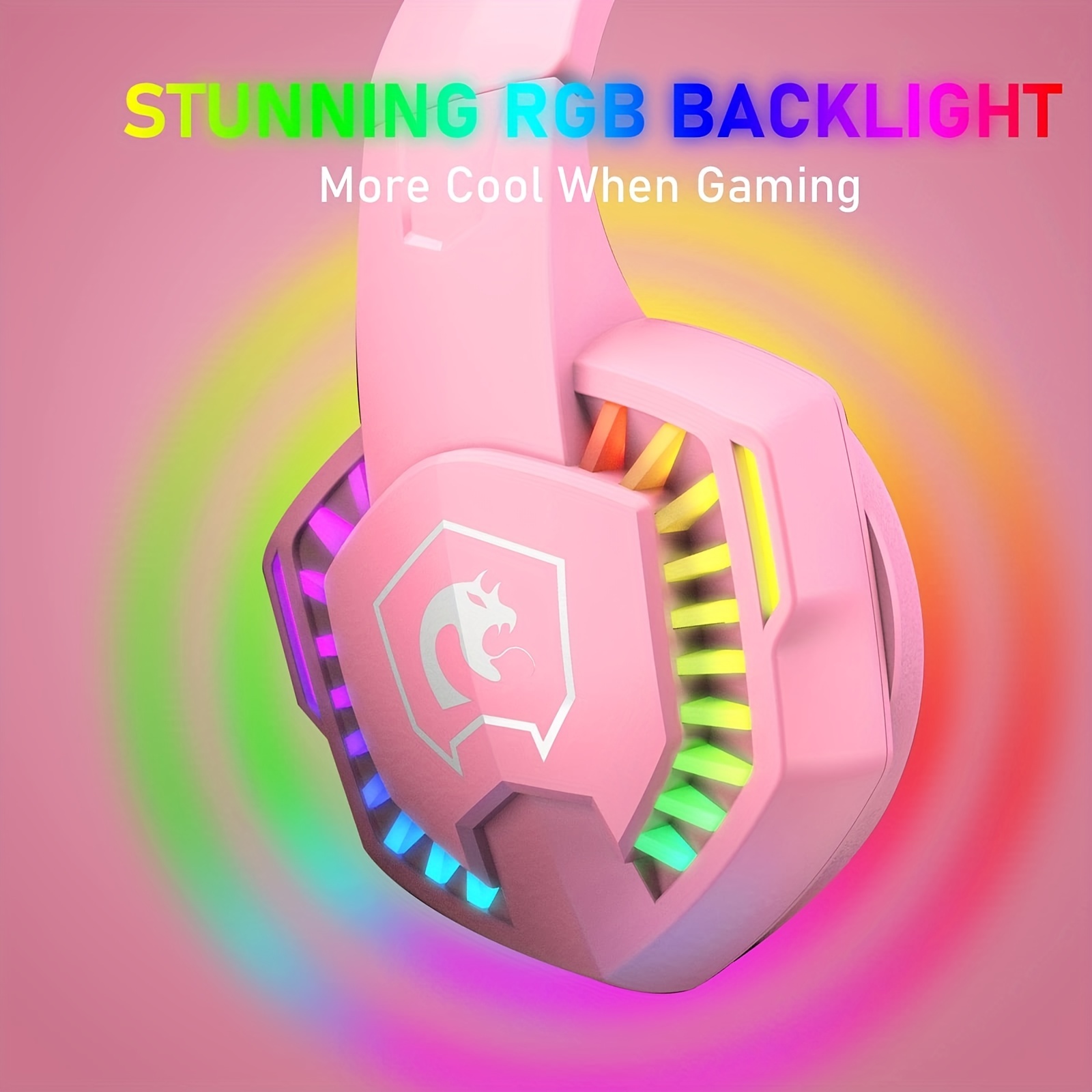 retractable noise isolating microphone stereo sound deep bass memory foam earmuff over ear headphone wired gaming headset with rainbow rgb backlight for ps4 xbox one switch pc mac gamer details 5