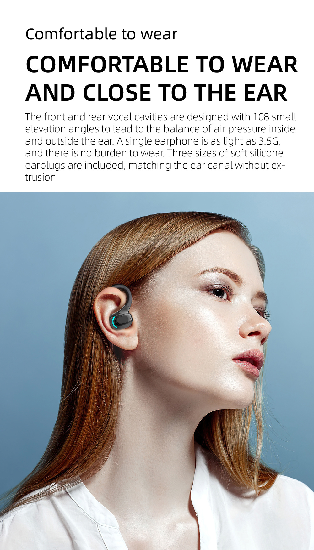 wireless sport earbud with wireless 5 2 and noise cancelling details 0