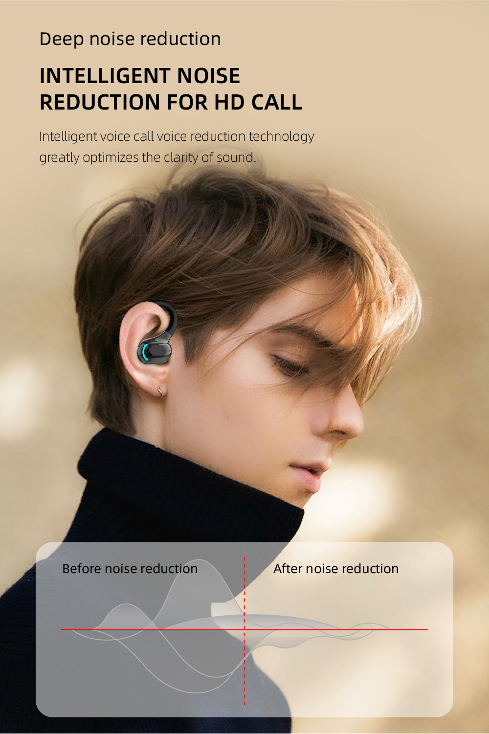 wireless sport earbud with wireless 5 2 and noise cancelling details 1