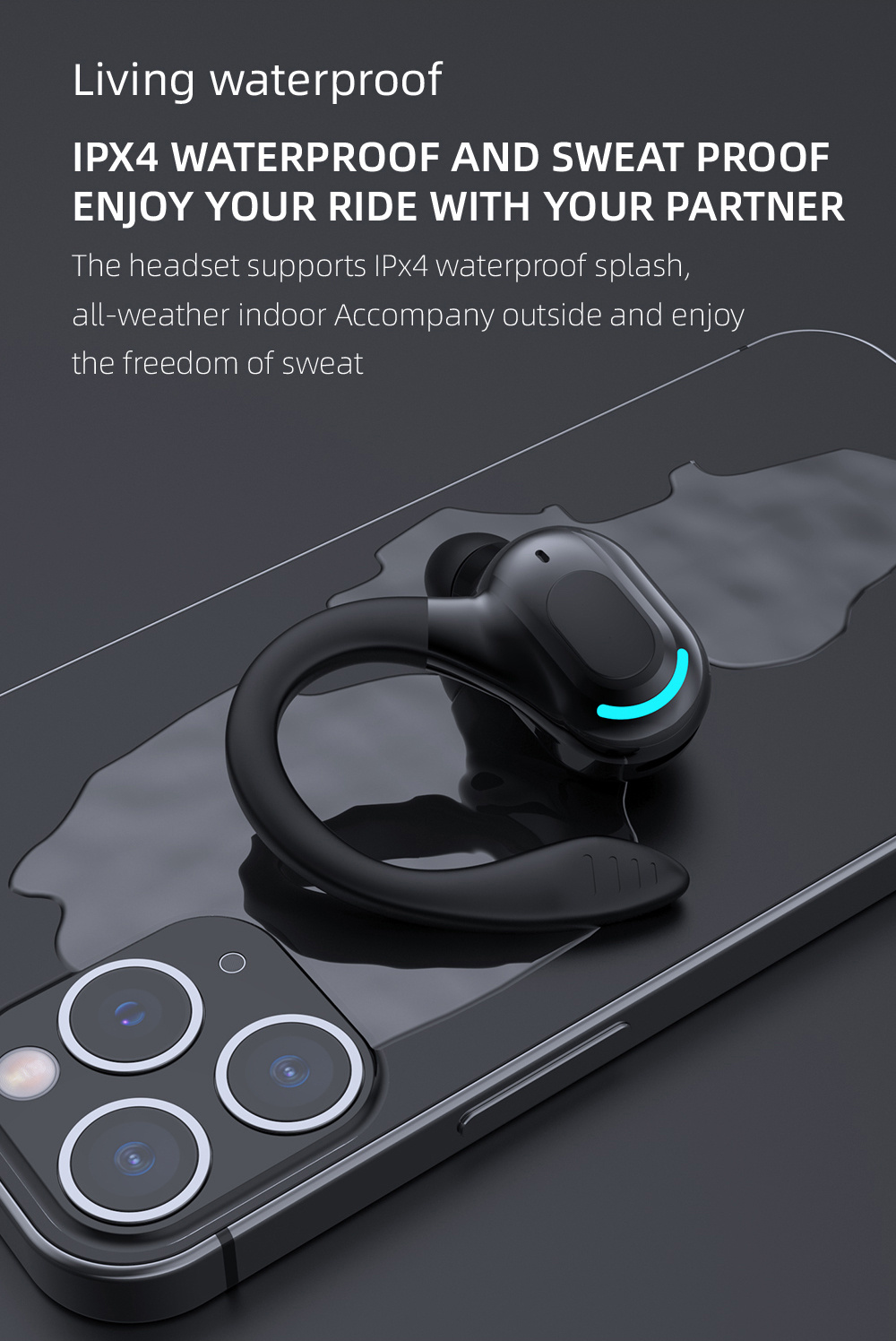 wireless sport earbud with wireless 5 2 and noise cancelling details 6