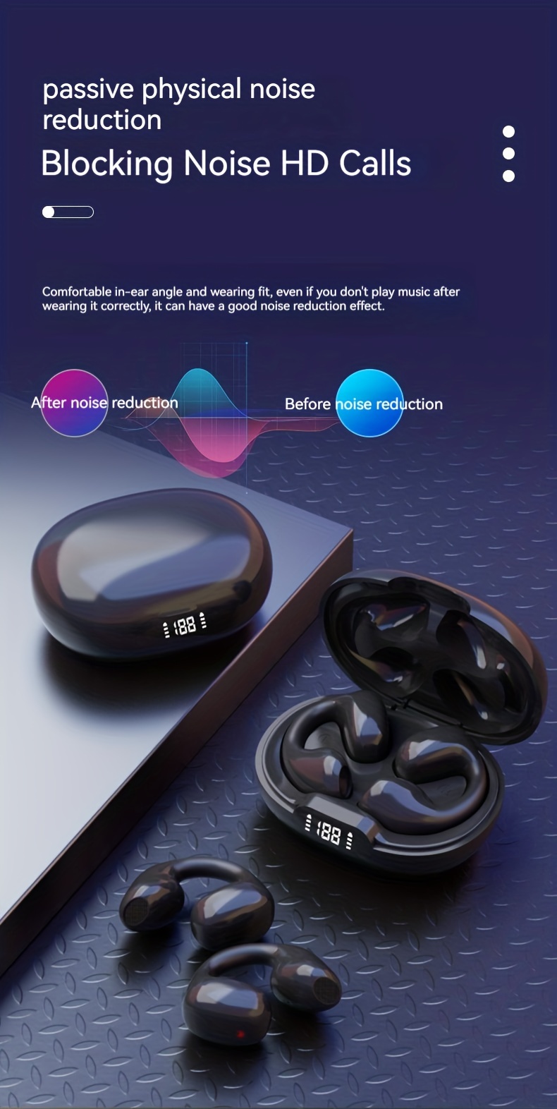 new wireless headset touch earphones clip ear headphones for xiaomi earphone for iphone earbud details 4