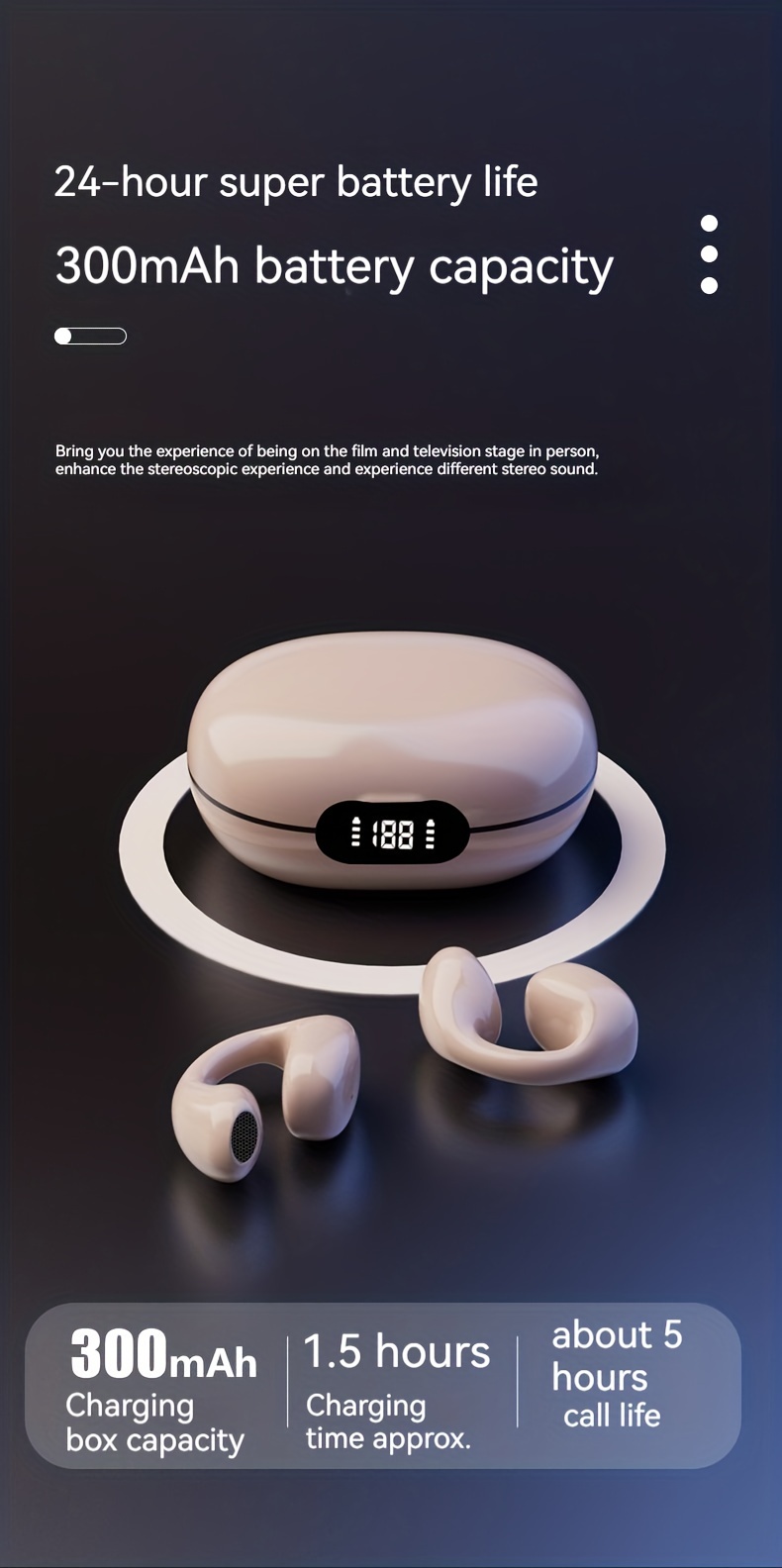 new wireless headset touch earphones clip ear headphones for xiaomi earphone for iphone earbud details 6