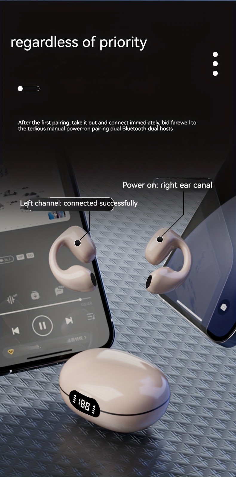 new wireless headset touch earphones clip ear headphones for xiaomi earphone for iphone earbud details 7