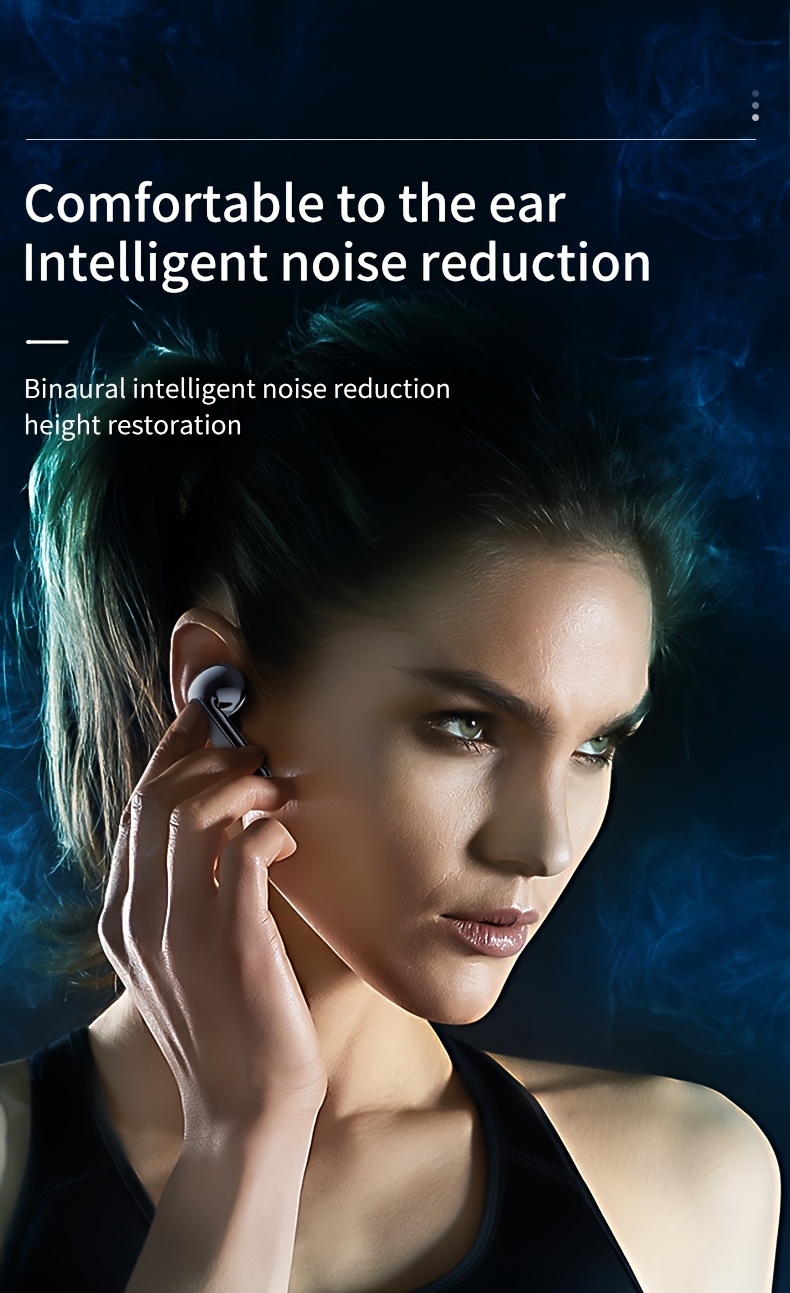wireless earbuds automatic noise cancellation wireless charging extra bass compatible with iphone android details 1