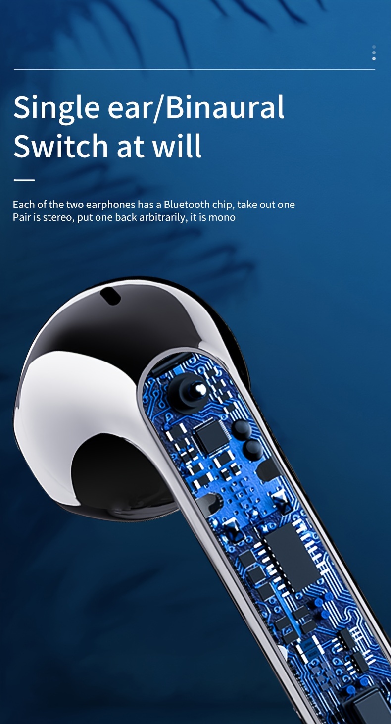 wireless earbuds automatic noise cancellation wireless charging extra bass compatible with iphone android details 2