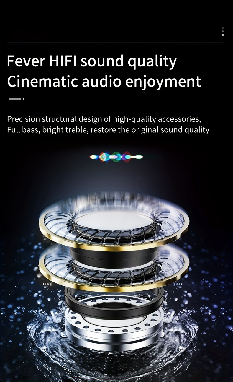 wireless earbuds automatic noise cancellation wireless charging extra bass compatible with iphone android details 3