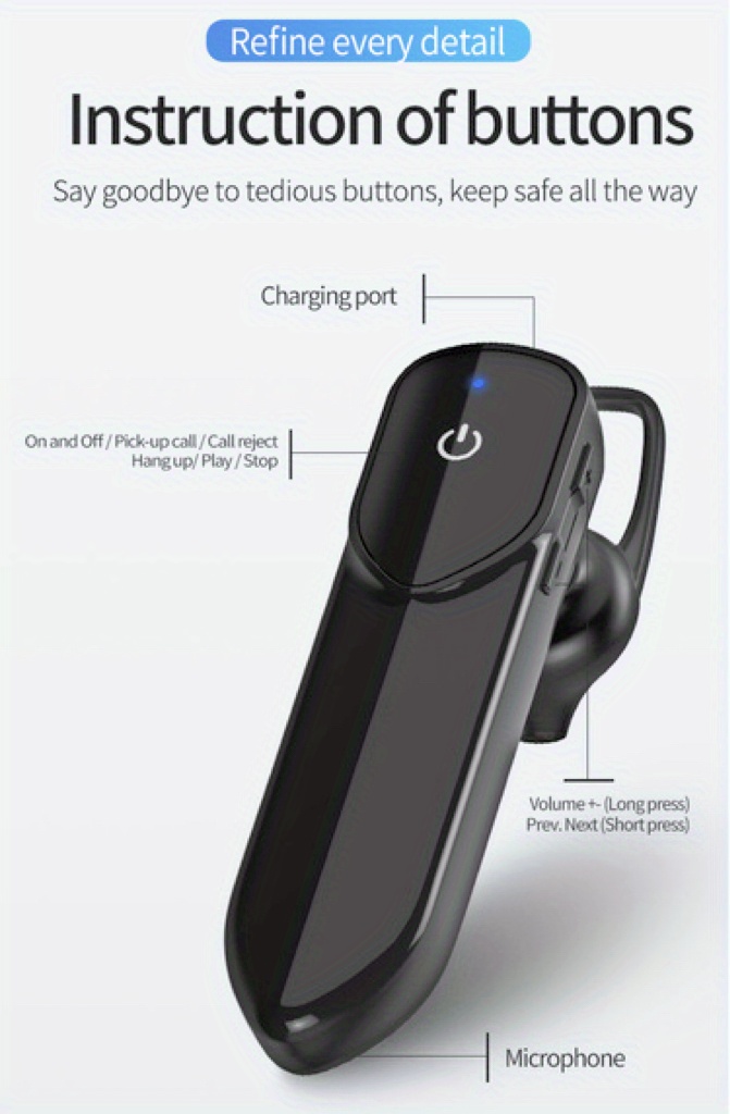 v19 wireless headset hd calls noise cancellation long standby more perfect for business sports details 10