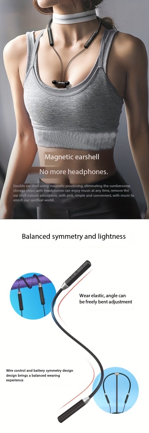 neckband wireless sports headset large capacity battery long life compact and lightweight suitable for running fitness compatible with all mobile phones suitable for students boys and girls birthday gifts holiday gifts headphones details 3