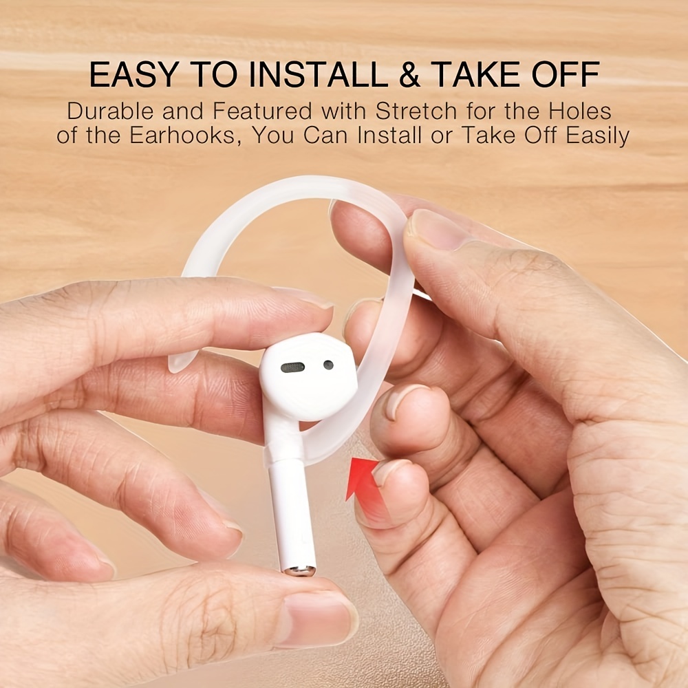 silicone ear hooks compatible with airpods 1 2 3 pro and pro 2 anti slip sports ear hooks for airpods 1 2 3 pro and pro 2 transparent details 2