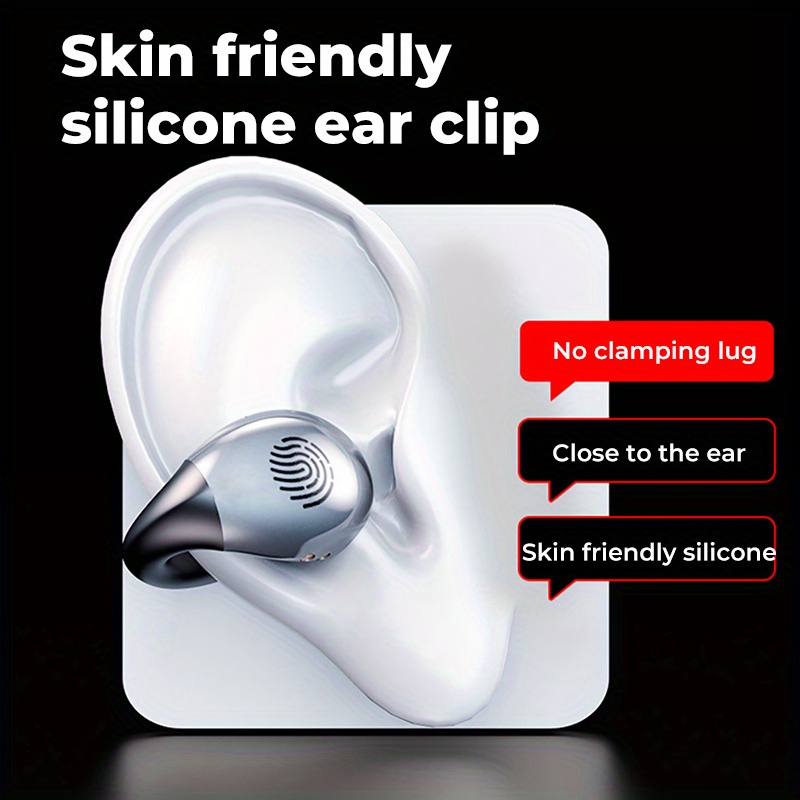 bone conduction bt earphones ear clip wireless headphones with mic calling touch control waterproof sports headsets birthday gifts christmas gifts details 1