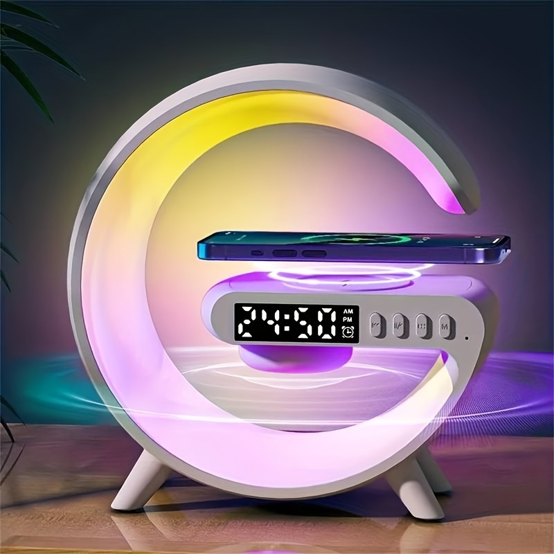 wireless speakers with wireless fast charging rgb light sunrise alarm clock wake up light perfect for bedrooms details 0