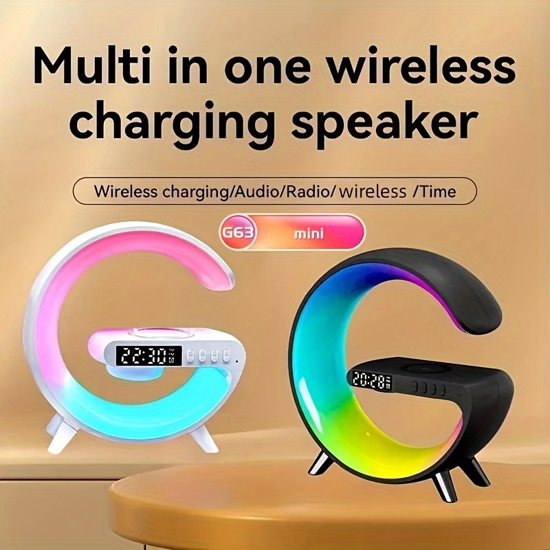 wireless speakers with wireless fast charging rgb light sunrise alarm clock wake up light perfect for bedrooms details 2
