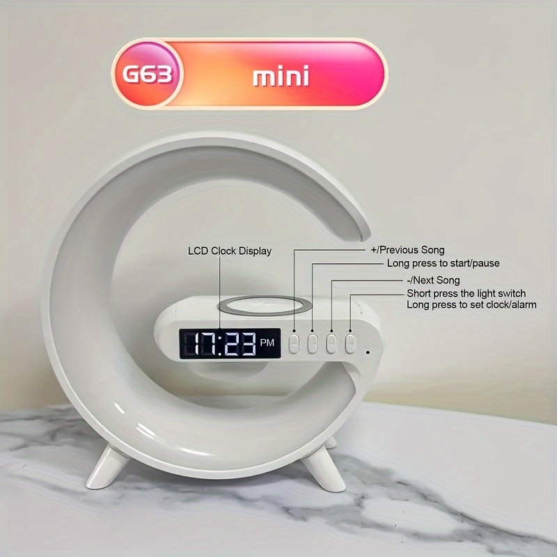 wireless speakers with wireless fast charging rgb light sunrise alarm clock wake up light perfect for bedrooms details 3