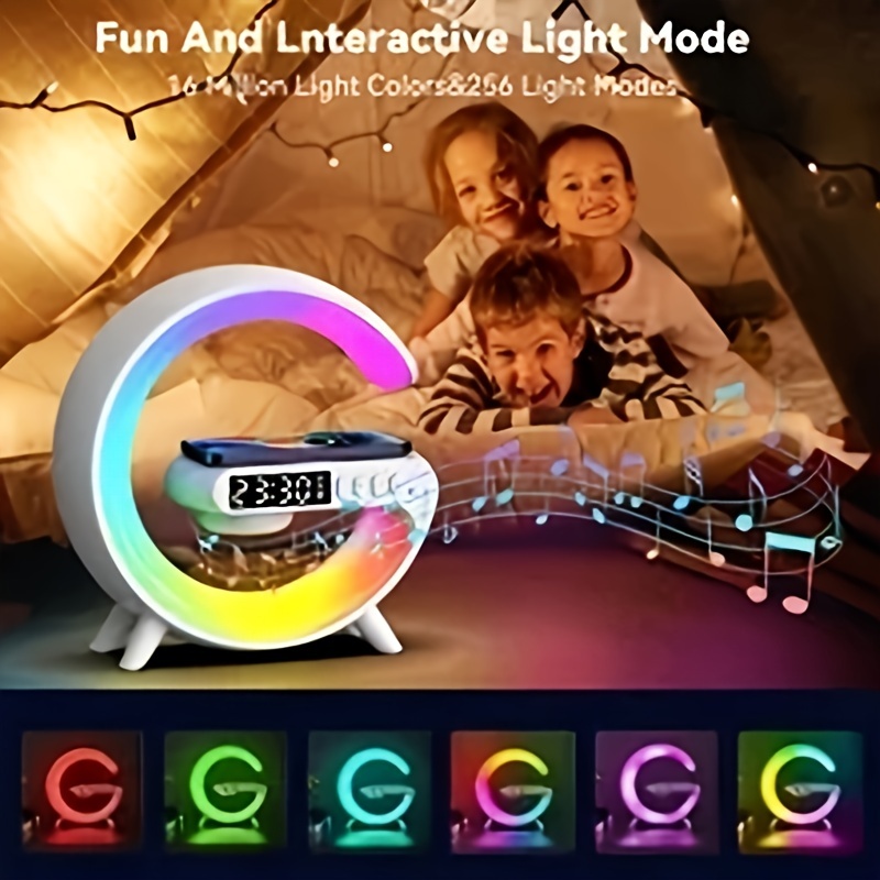 wireless speakers with wireless fast charging rgb light sunrise alarm clock wake up light perfect for bedrooms details 7