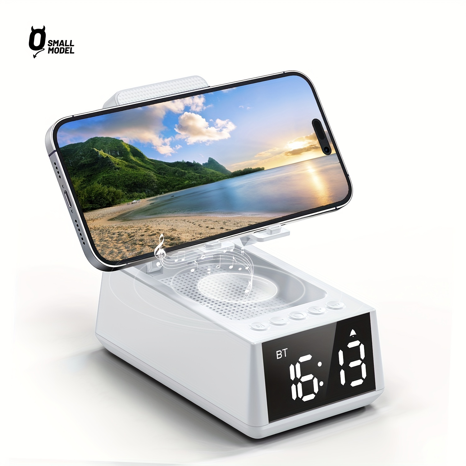 wireless speaker with alarm and anti slip base high definition surround sound mobile phone holder suitable for home and outdoor use desktop computer with speaker compatible with iphone ipad samsung galaxy details 9