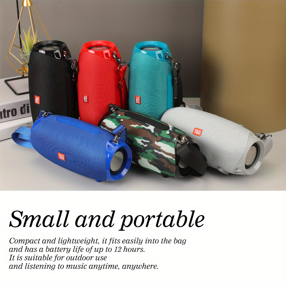 tg534 portable wireless stereo outdoor speaker with dual speakers waterproof for life tws stereo subwoofer hands free call fm for tf card u disk for mobile phone tablet tv music speaker plug in card u disk gift for friends details 2