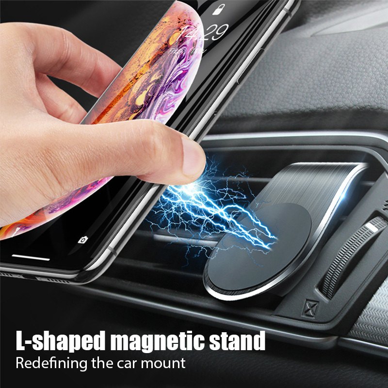 magnetic phone car holder with 2 pieces of iron rotation braccket air vent magnet mount smartphone phone holder in car for iphone samsung details 1