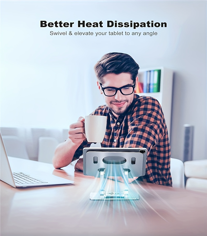 360 tablet desk mobile phone holder adjustable aluminum alloy desktop holder foldable for iphone for ipad for laptop for samsung details 4