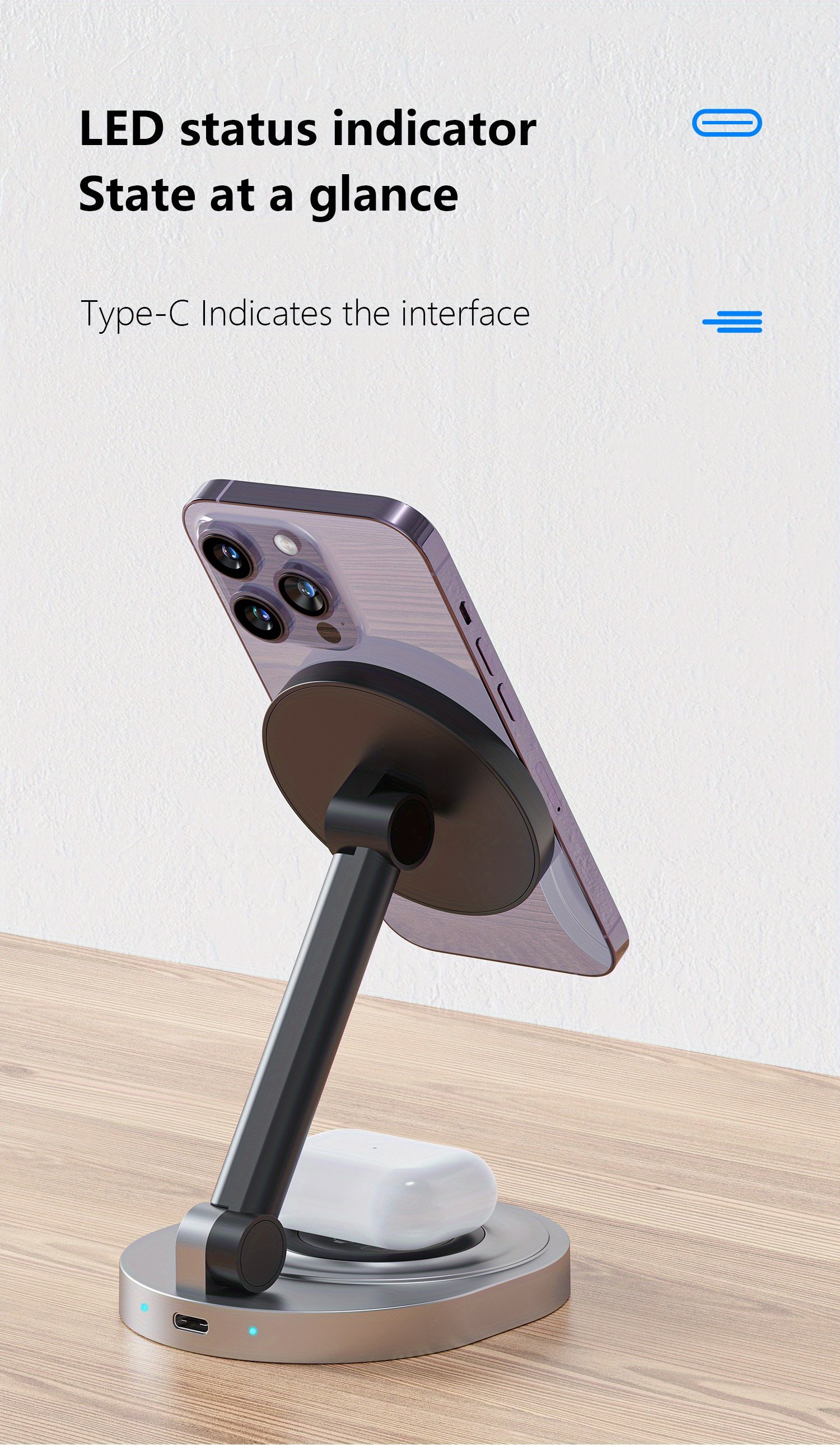 foldable wireless charger 2in1 fast magnetic station 15w compatible with mag safe charging station for multiple devices wireless charger stand charger charging dock for iphone 14 13 12 series iwatch airpods details 8