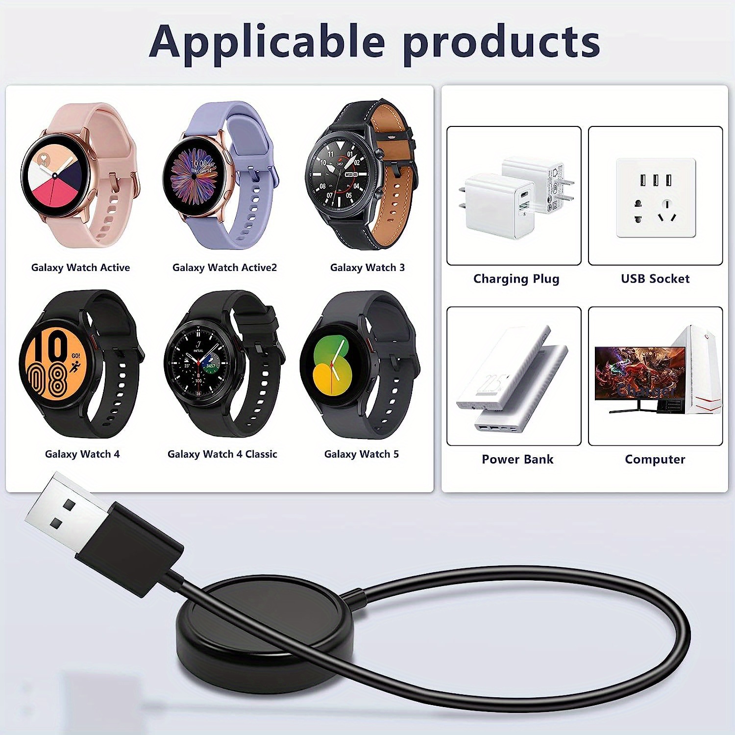 watch charger compatible with samsung galaxy watch portable charging dock for galaxy watch 5 pro 45mm galaxy watch 5 40mm 44mm galaxy watch 4 3 galaxy watch active 2 1 galaxy watch gear sport s3 details 2