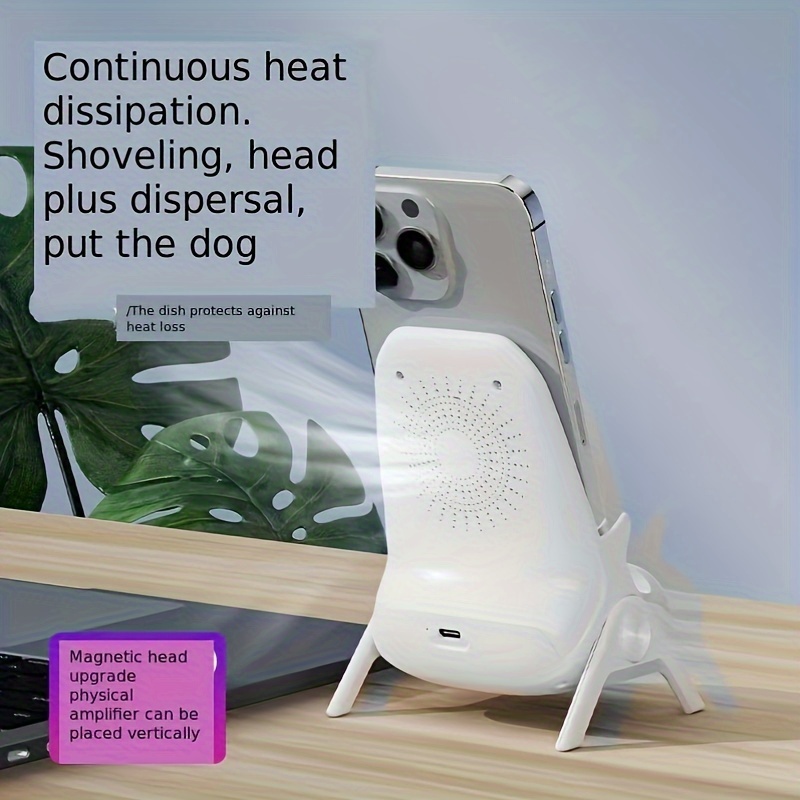 Portable Mini Chair Wireless Charger, Wireless Charging Station Phone Stand Holder Bracket With Musical Speakers Function For All Phones(Wireless Function Only Suitable For Mobile Phones With Wireless Charging Function, With 3pcs Charging Heads+1pc Fast Charge Cable) details 1