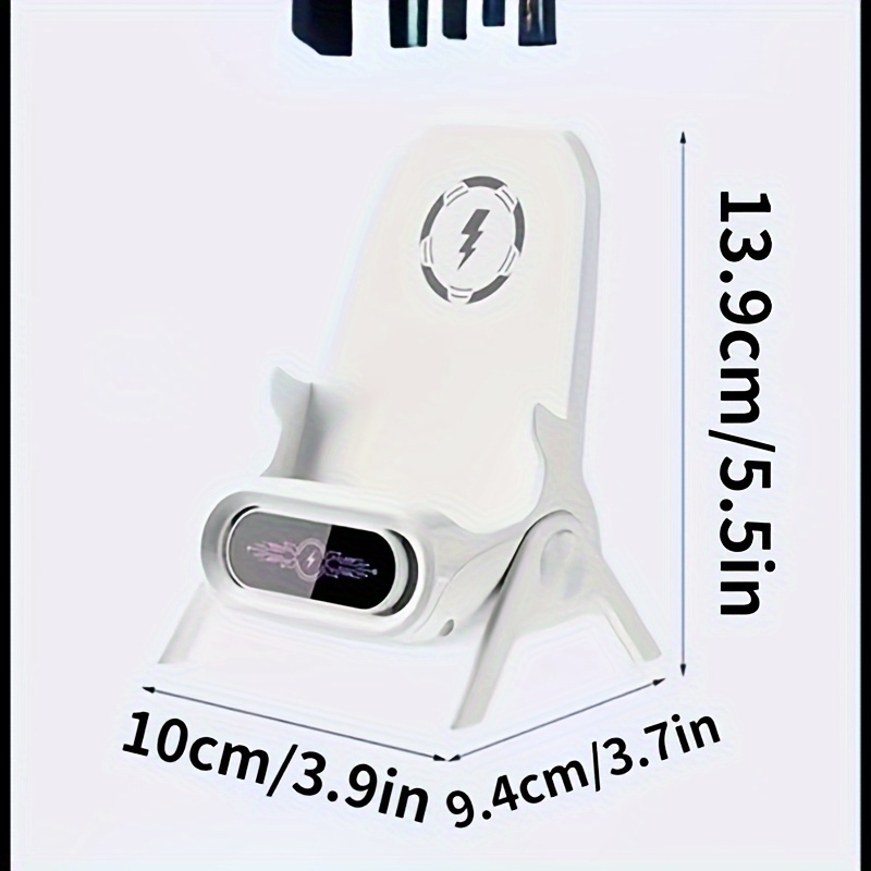 Portable Mini Chair Wireless Charger, Wireless Charging Station Phone Stand Holder Bracket With Musical Speakers Function For All Phones(Wireless Function Only Suitable For Mobile Phones With Wireless Charging Function, With 3pcs Charging Heads+1pc Fast Charge Cable) details 2