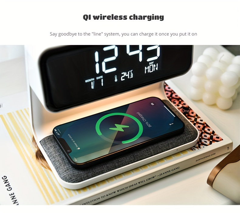 1pc Bedside Lamp Table Lamp With Charging Function Touch Dimmable Light Alarm Clock With Wireless Charger 10 W Night Light With 3 Levels Brightness For Bedroom Living Room Office details 1