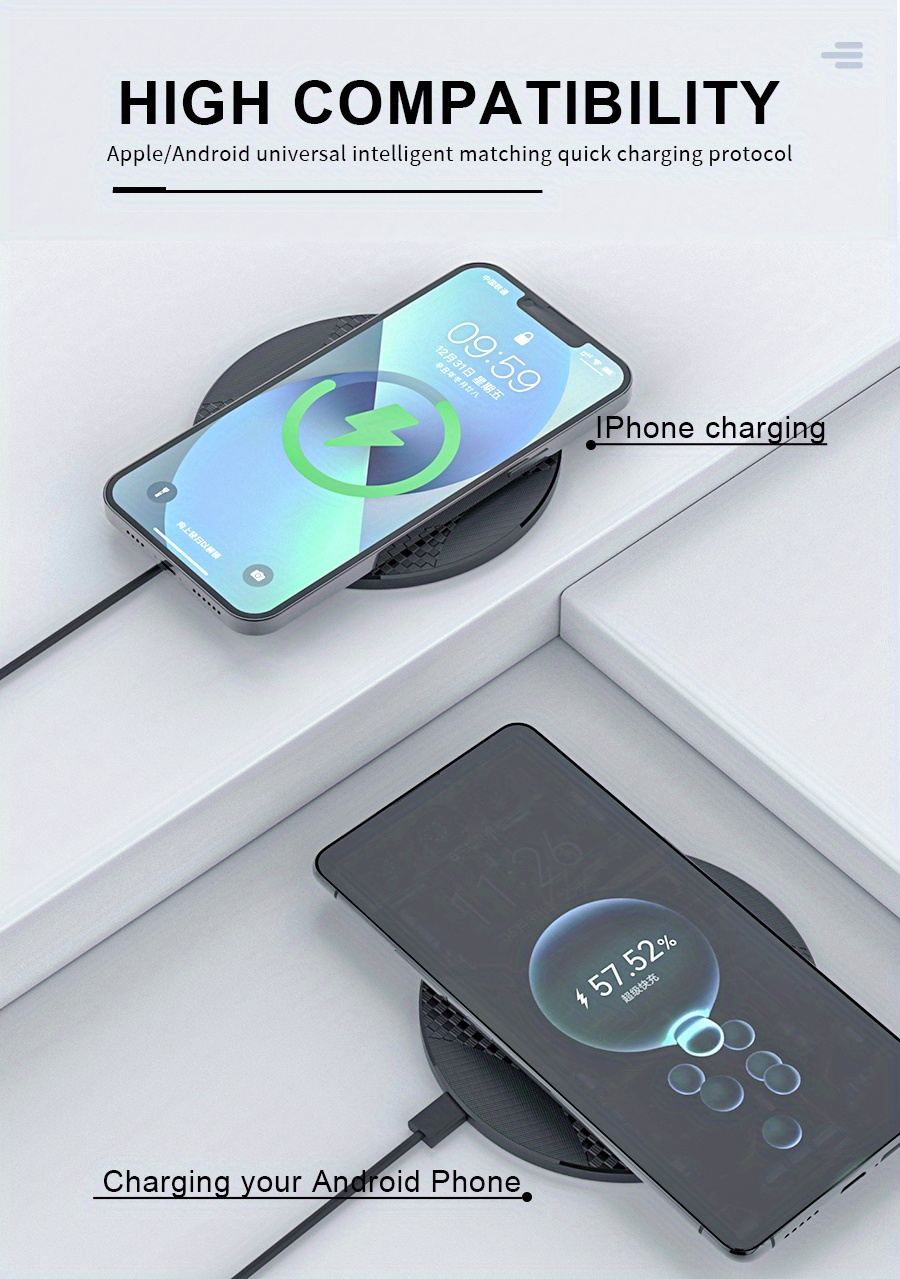 y9 desktop disc wireless charger 10w fast wireless charger for iphone 14 13 12 11 xr xsmax x 8 plus for samsung galaxy s23 s22 s21 s20 s10 s9 details 0