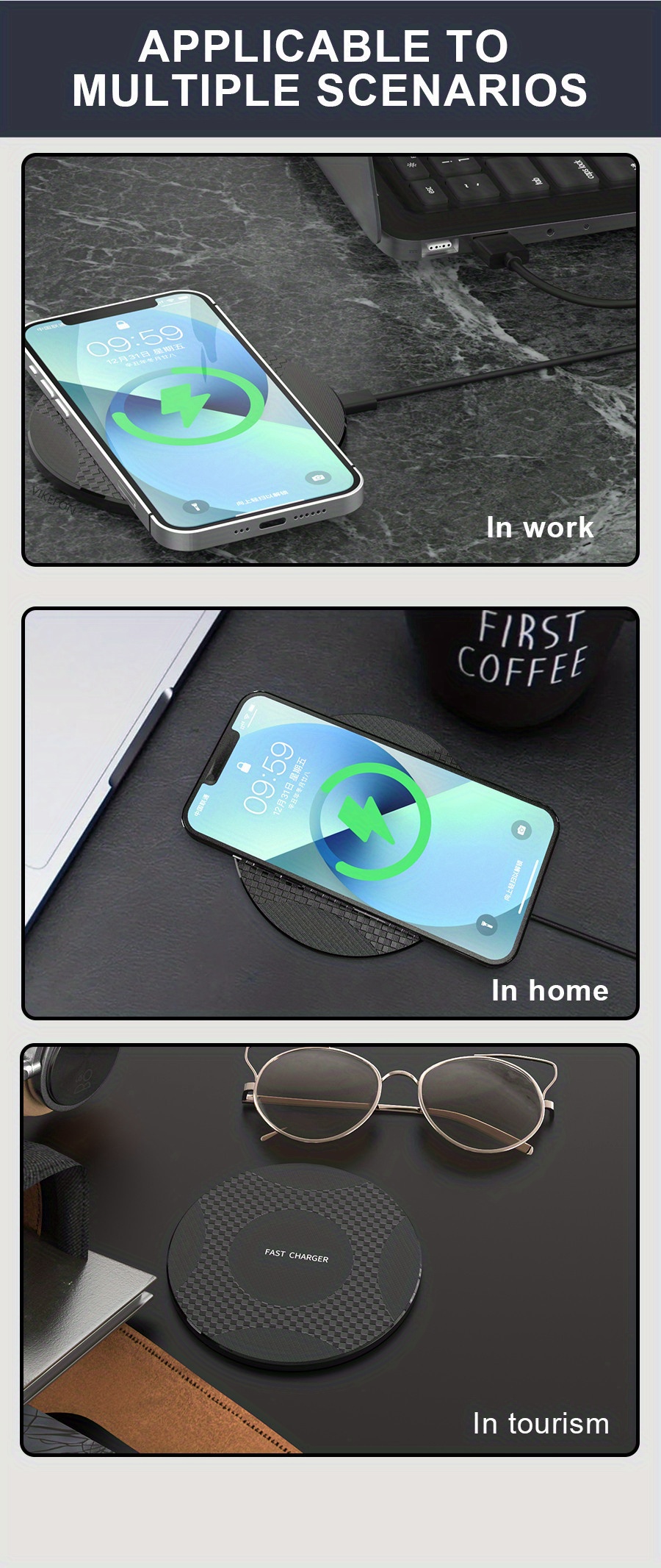 y9 desktop disc wireless charger 10w fast wireless charger for iphone 14 13 12 11 xr xsmax x 8 plus for samsung galaxy s23 s22 s21 s20 s10 s9 details 2