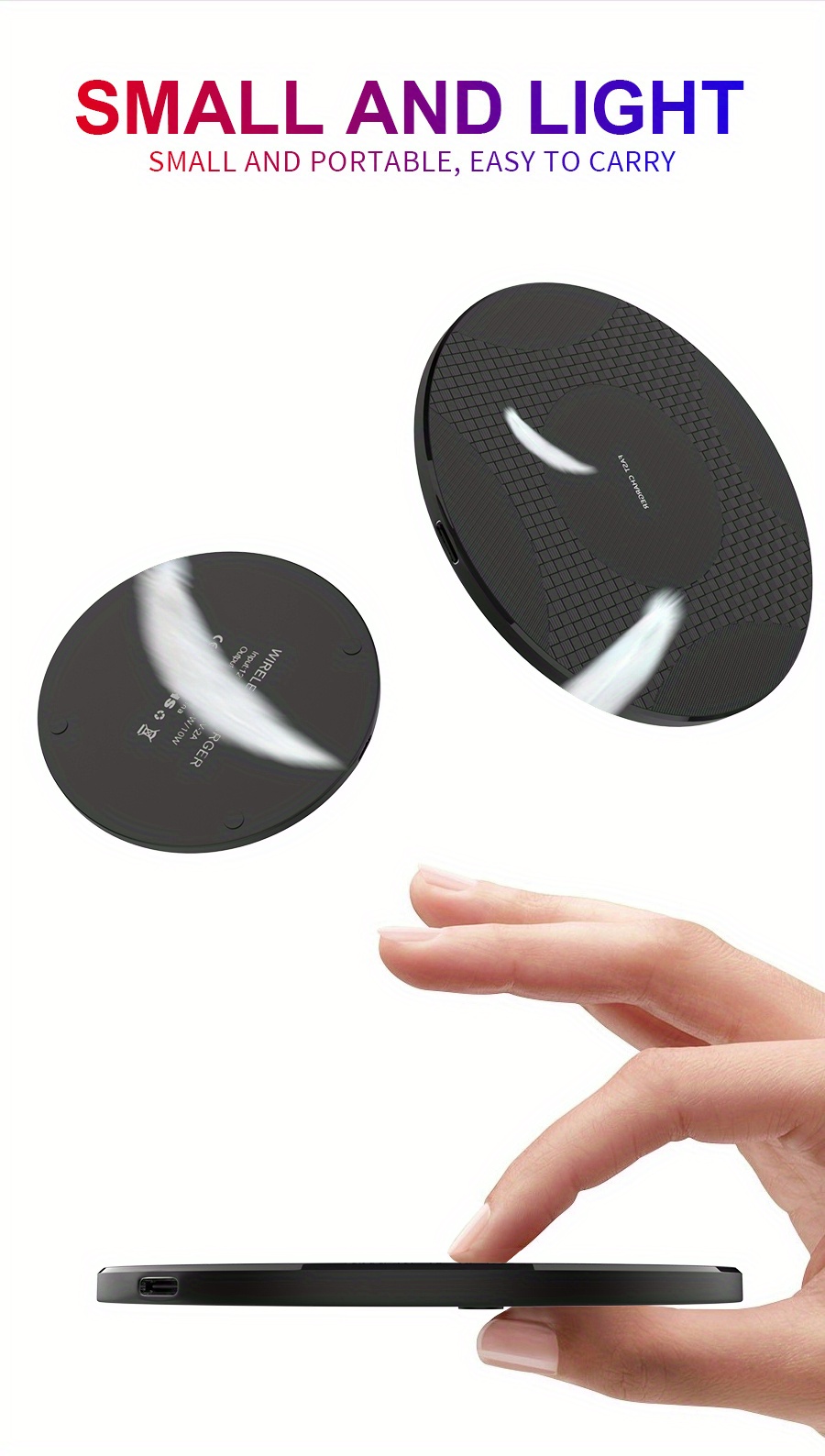 y9 desktop disc wireless charger 10w fast wireless charger for iphone 14 13 12 11 xr xsmax x 8 plus for samsung galaxy s23 s22 s21 s20 s10 s9 details 5