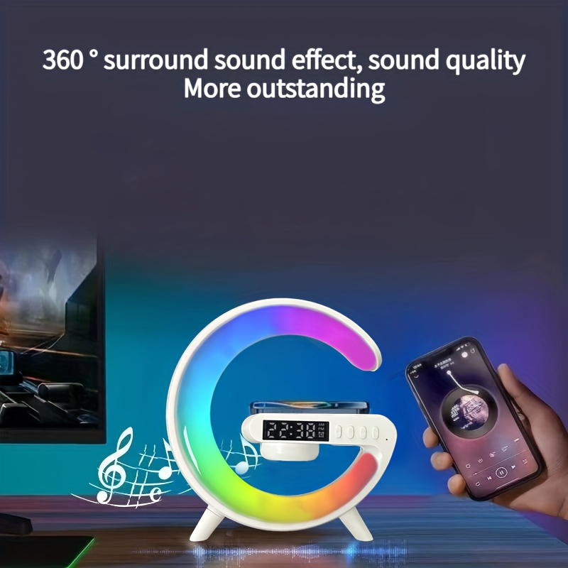 mini multifunctional wireless charger support speaker tf rgb night light for iphone14 13 12 fast charging station for samsung and xiaomi details 5
