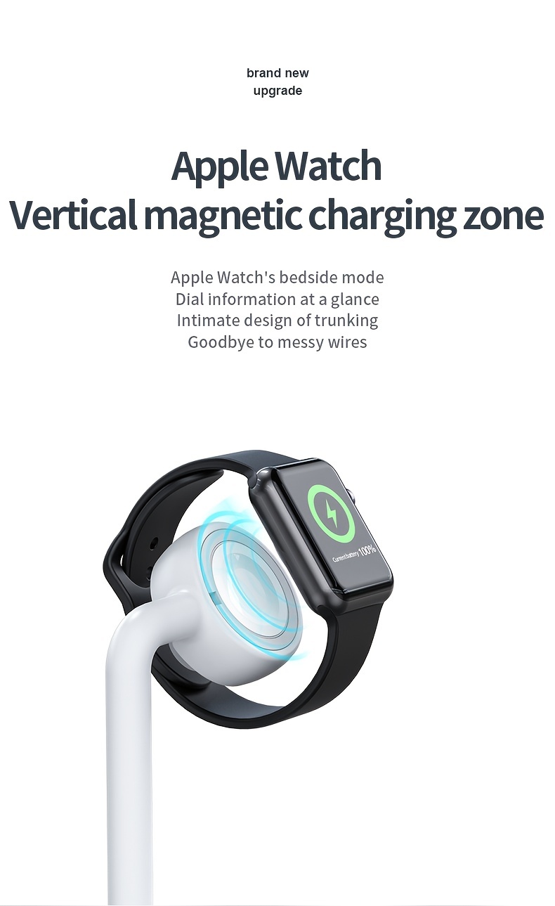 wireless charging station, 1pc 2 in 1 wireless charger compatible with iphone apple watch and airpods qi charger wireless charging station for iphone 12 11 iwatch 6 se 5 4 3 2 1 and more details 5