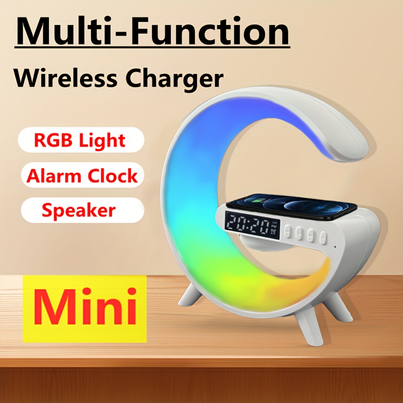 mini multifunction wireless charger pad stand speakers tf rgb night light fast charging station for iphone14 13 12 for samsung for xiaomi details 0
