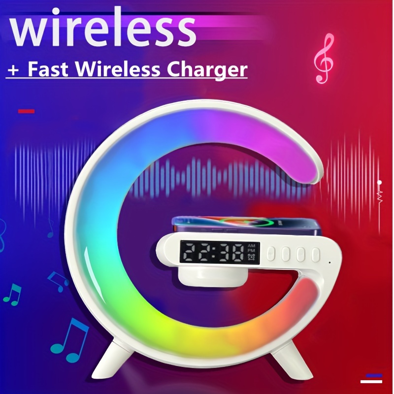 mini multifunction wireless charger pad stand speakers tf rgb night light fast charging station for iphone14 13 12 for samsung for xiaomi details 3