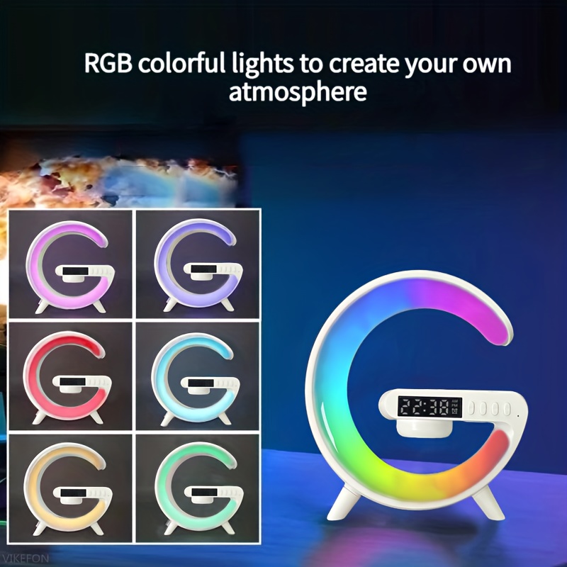 mini multifunction wireless charger pad stand speakers tf rgb night light fast charging station for iphone14 13 12 for samsung for xiaomi details 7