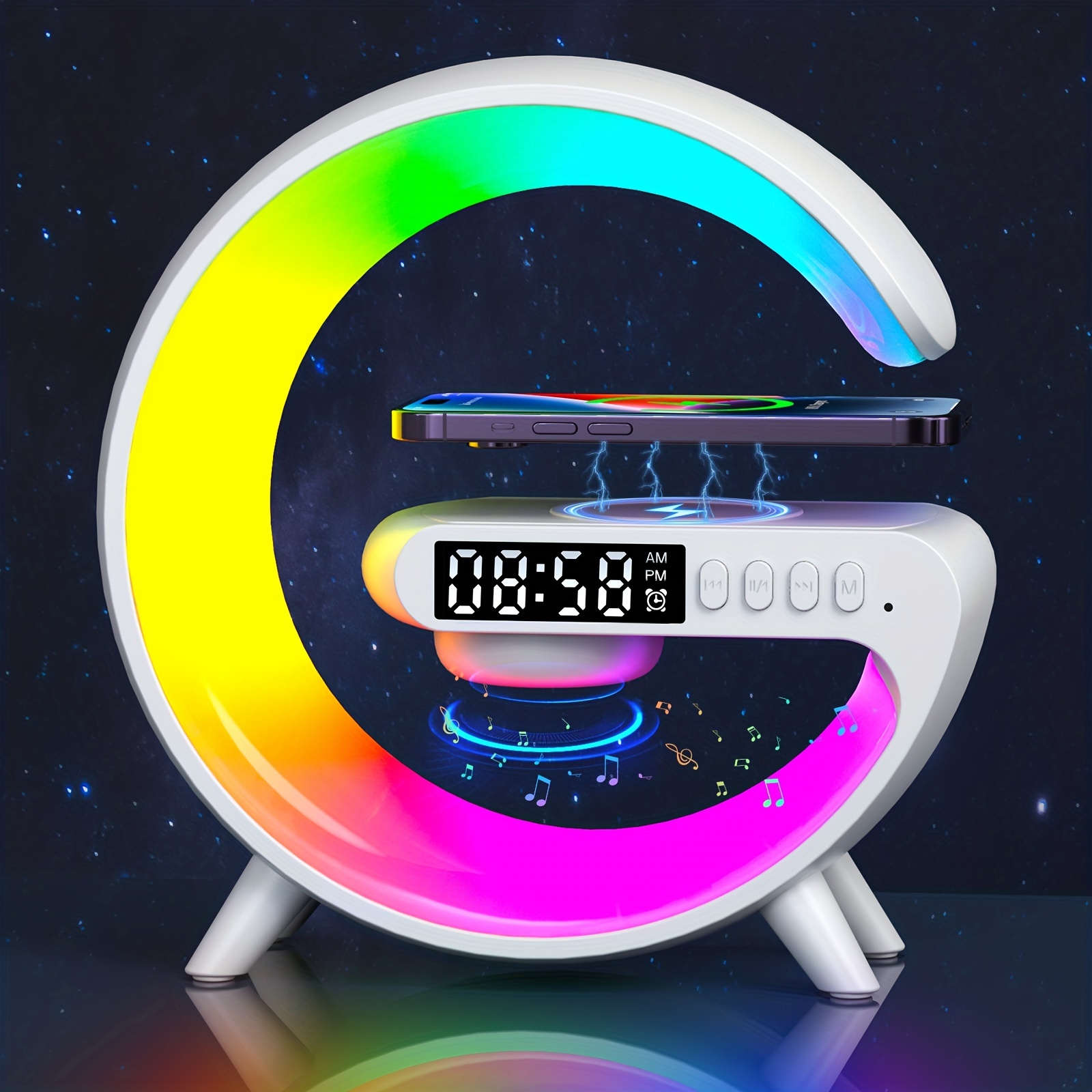 mini multifunction wireless charger pad stand speakers tf rgb night light fast charging station for iphone14 13 12 for samsung for xiaomi details 14