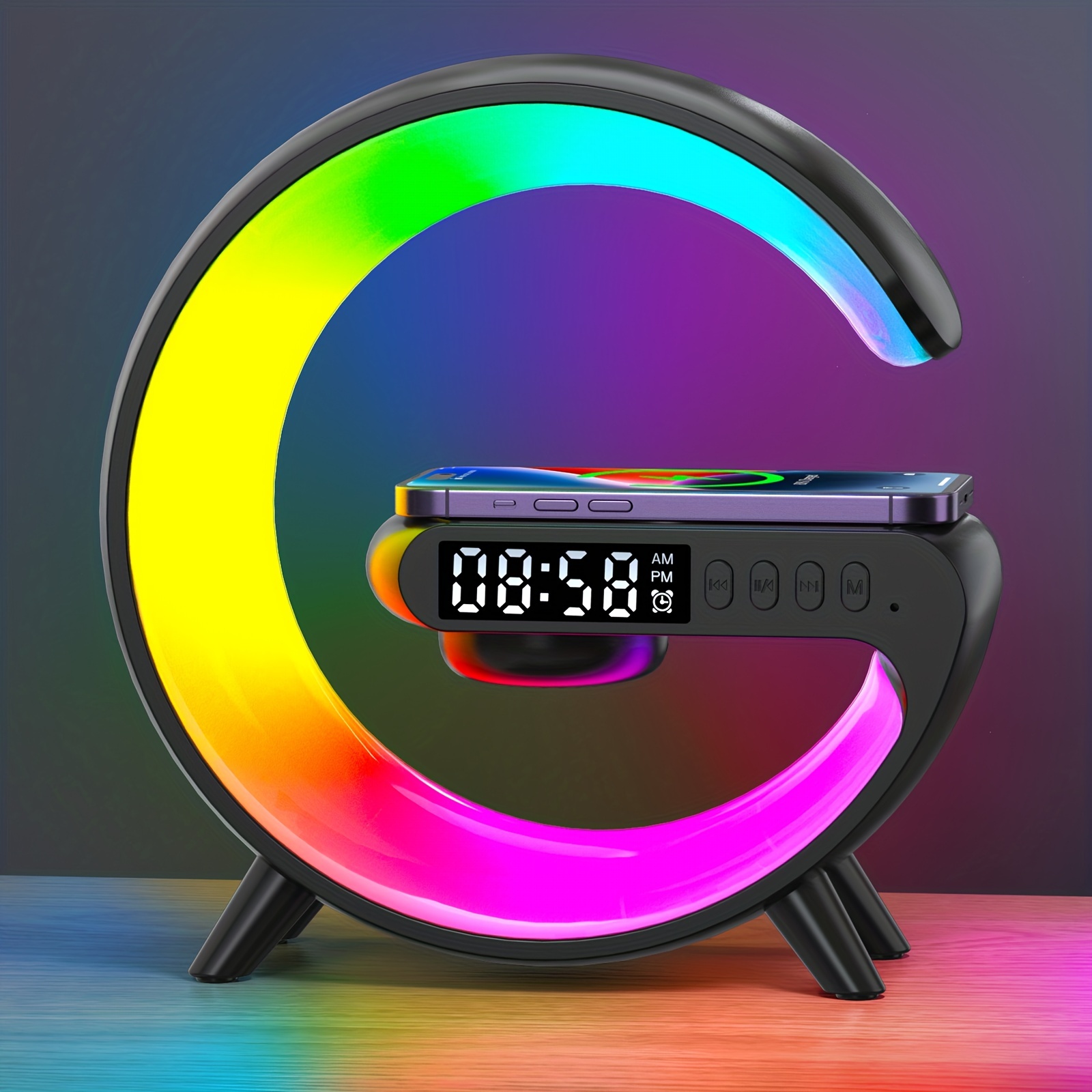 mini multifunction wireless charger pad stand speakers tf rgb night light fast charging station for iphone14 13 12 for samsung for xiaomi details 15