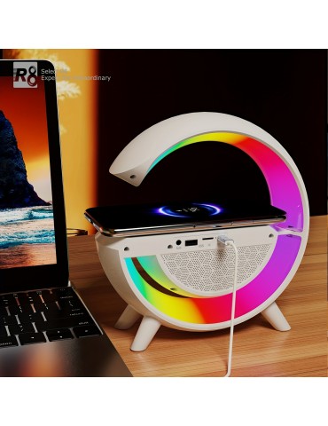 SM2301 Wireless Speaker 6 Light Modes Wireless Charging Function Black And White