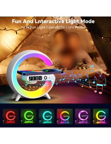 Multifunction Wireless Charger Pad Stand Speaker TF RGB Night Light 15W Fast Charging Station For IPhone, Samsung, Xiaomi