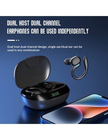 led Ultra-Long Standby Wireless Earphone Headset,TWS Earphones With Mic, Sport Earhook Headset - Ultra-Thin On-Ear Sports Bass For Android & Ios