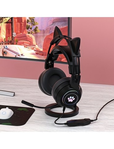 1 Pair Cat Ears For Headphones, Headphone Accessories, Gamer Headphones Cat Ears Replacement For Razer/HyperX/Logitech/Astro Gaming Headset, Silicone Adjustable Straps Attachment Accessories For Girl,Best Gifts For Boyfriend,Christmas Gift Earphone