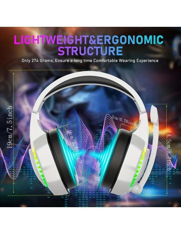 Retractable Noise Isolating Microphone Stereo Sound Deep Bass Memory Foam Earmuff Over Ear Headphone Wired Gaming Headset With Rainbow RGB Backlight For PS4 Xbox One Switch PC Mac Gamer