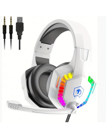 Retractable Noise Isolating Microphone Stereo Sound Deep Bass Memory Foam Earmuff Over Ear Headphone Wired Gaming Headset With Rainbow RGB Backlight For PS4 Xbox One Switch PC Mac Gamer