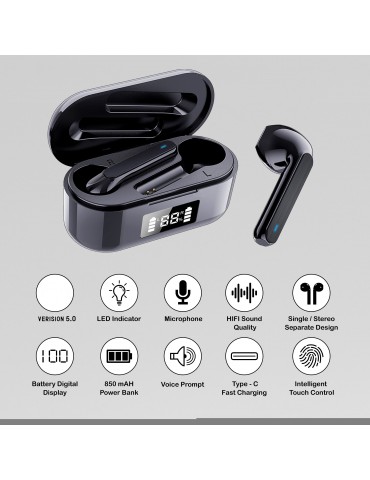 Wireless Earbuds: Automatic Noise Cancellation, Wireless Charging & Extra Bass - Compatible For IPhone, Android