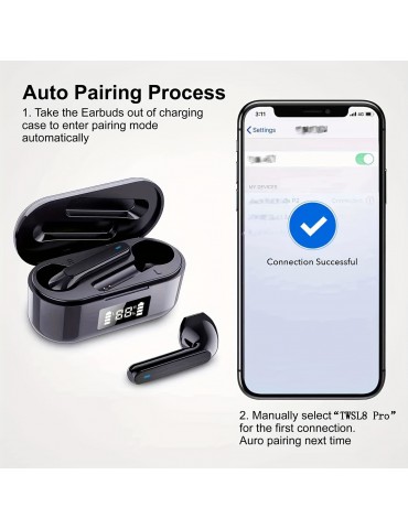 Wireless Earbuds: Automatic Noise Cancellation, Wireless Charging & Extra Bass - Compatible For IPhone, Android